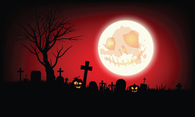 
The Hollow Trees: Spooky Forest Night and graveyard. Creepy graveyard Halloween scene with scary atmosphere, bats, and full moon. Perfect for use in holiday marketing, event branding, or printable de