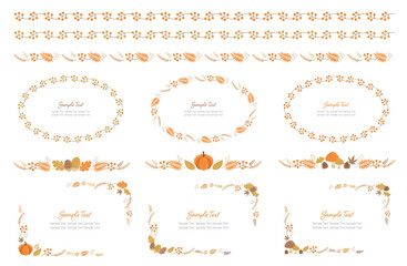 秋のフレームセット（ライン・サークル／かぼちゃ・どんぐり・きのこ・木の実）