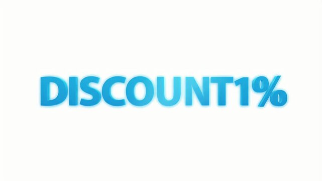 Vibrant Blue Gradient 'DISCOUNT1%' Text on White Background for Promotional Offers and Sales Campaigns