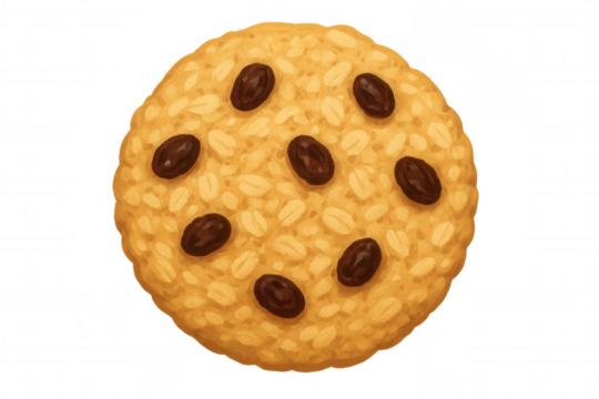 Oatmeal raisin cookie illustration, sweet baked dessert for snack time or food-related project, transparent background - Powered by Adobe