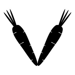 Black carrot illustration shaped into vegan symbol minimal design