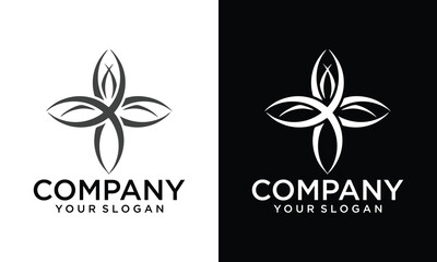 Creative Flower art logo, drawing, shape, sign, pattern, mandala, floral, leaf vector template fully editable