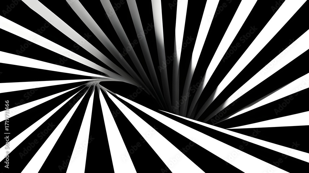 Poster a striking monochrome abstract pattern featuring a swirling, radial design of contrasting black and 