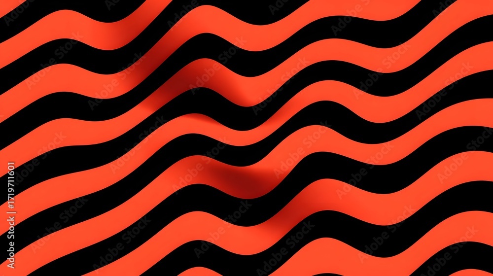 Poster dynamic and visually striking abstract background with bold, wavy lines in contrasting shades of ora