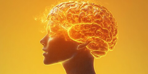 Fiery brain, mind power, mental energy, intellect concept.