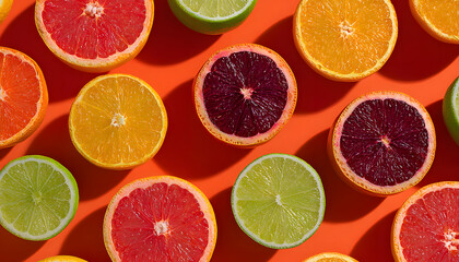 citrus fruits colorful background food arrangement