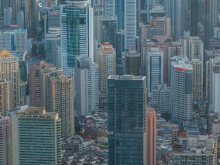 Fototapeta premium Shenzhen ,China - July 14, 2022: Aerial view of landscape in Shenzhen city, China