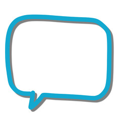 Minimalist blue speech bubble outline on black background, empty text box for communication, chat, message, dialog, template design element
