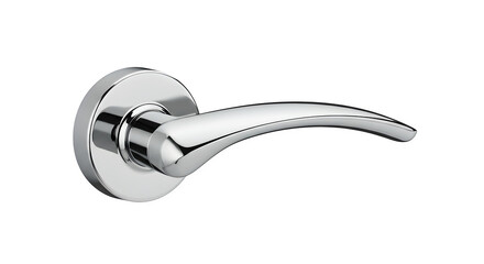 Chrome lever handle gleams against black. Product shot for hardware catalogs, interior design, renovation materials.
