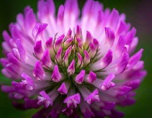 Close-up of a vibrant pink and white clover flower