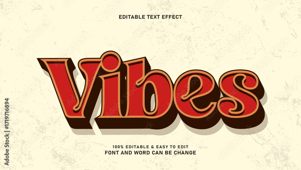 Poster editable 3d retro style vibes text effect