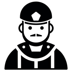 Black and White of a Man with a Mustache Wearing a Service Cap