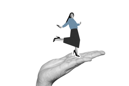 Creative collage picture young lady dance hand body fragment palm funky motion celebrate weekend disco leisure entertainment