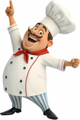Jubilant Chef's Triumph: A cheerful chef, radiating happiness in his traditional attire, gestures triumphantly, conveying culinary expertise and joy in his craft. 