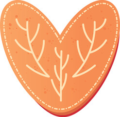 Christmas gingerbread heart shaped holiday cookie, vector illustration