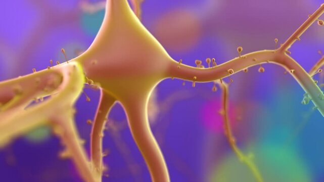 Colorful 3D neuron &ndash; medical animation with dendritic spines
