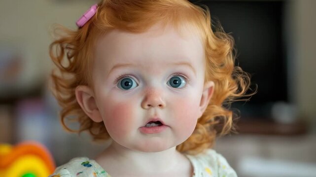 selective focus little child in moment of surprise