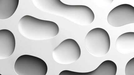 Abstract white perforated panel with organic shapes design