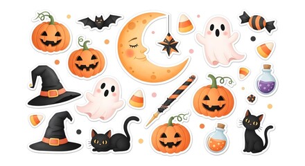 Naklejka premium Illustration of halloween sticker set isolated on white background
