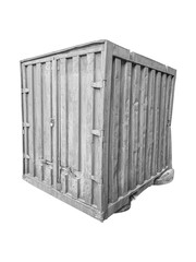 Gray metal freight container is isolated.