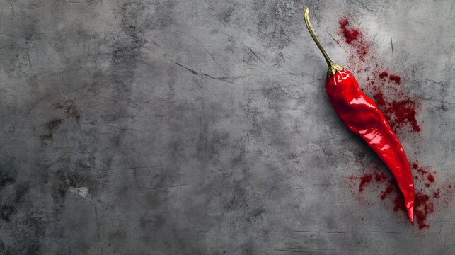 Peperoncino su asse grigio.