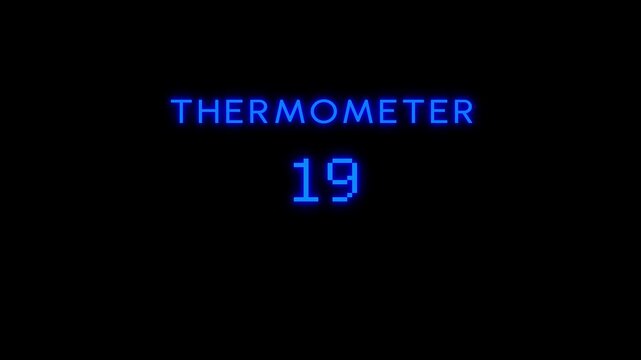 Increasing temperature number animation.  Rising temperature number from 0 to 37.