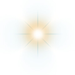 Obraz premium Soft Golden Starburst with Blue Rays, Ethereal Sun Flare for Overlay Effect 