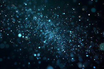 Fototapeta premium Swirling blue particles, abstract bokeh background. Digital data.