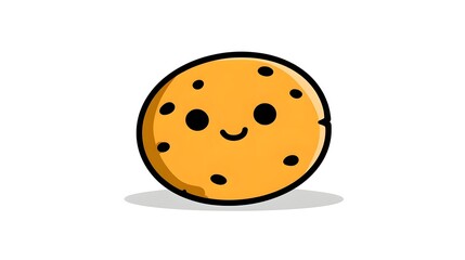 Fototapeta premium A delightful, round cookie with a cheerful, smiling expression and a dotted pattern, ready to be enjoyed as a tasty snack or sweet treat.