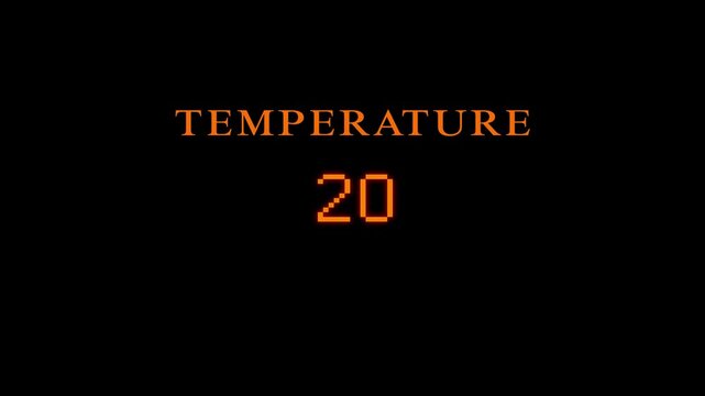Increasing temperature number animation.  Rising temperature number from 0 to 40.