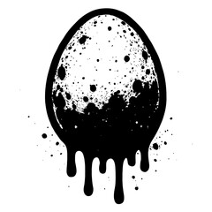 Abstract Gritty Egg Splatter Drip Design: Unique Monochrome Art Illustration with Urban Graffiti Influence, Textured Ink Splash and Melting Paint Effect for Modern Artistic Expression, Digital Graphic