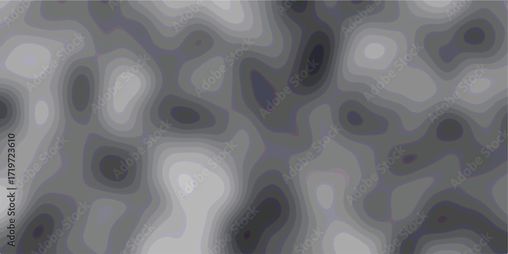Poster Abstract topographic map-like pattern with smooth, flowing contour lines in shades of gray and white creating a layered, organic background effect