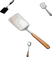 Set of sockets in color style, set of kitchen utensils isolated on white 