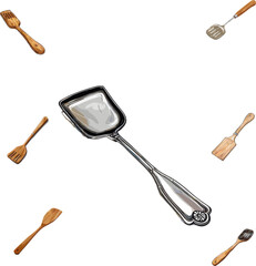 set of kitchen utensils, set of cooking ladle
