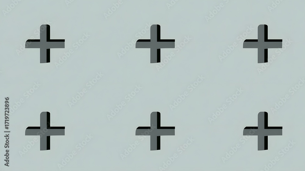 Poster a clean, minimalist pattern featuring a grid-like arrangement of simple black cross symbols against 