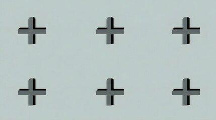 Obraz premium A clean, minimalist pattern featuring a grid-like arrangement of simple black cross symbols against a light gray background.