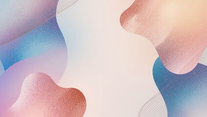 Abstract Pastel Color Background:  Fluid Shapes and Metallic Textures