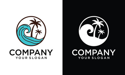 Creative Beach logo design vector illustration
