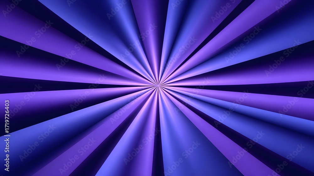 Poster a captivating digital illust n featuring a radial burst of dynamic, overlapping blue and purple geom