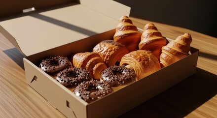 Assorted Baked Goods in a Cardboard Box Ready for Enjoyment