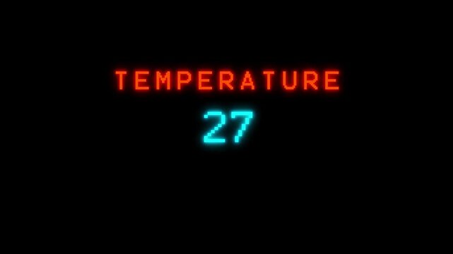 Increasing temperature number animation.  Rising temperature number from 0 to 59.