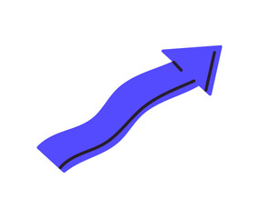 Curved arrow icon, bending line with direction pointer, path change symbol, wayfinding sign, navigation guide, curve shape indicator, route direction isolated on background flat vector illustration.