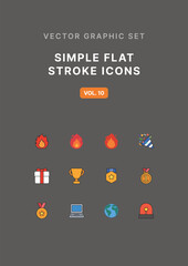 Vector Flat Stroke Icon Set
