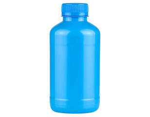 Bright blue plastic bottle with a screw-on cap, ideal for various liquids and outdoor activities.