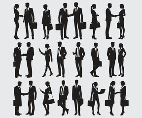 Business People Silhouettes in Professional Poses Vector
