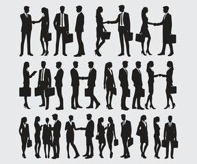 Business People Silhouettes in Professional Poses Vector