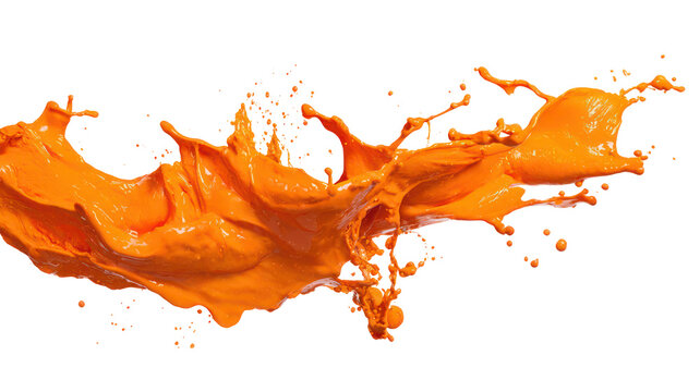 Vibrant orange liquid splash frozen in motion isolated on transparent background - Powered by Adobe