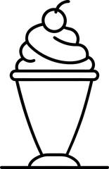 Soft Serve Ice Cream Sundae in Tall Glass Line Drawing