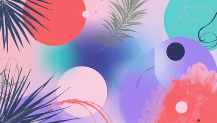 Abstract Tropical Dreamscape: A Vivid Fusion of Colors and Forms