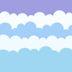 Cartoon Clouds on a Purple Sky Background